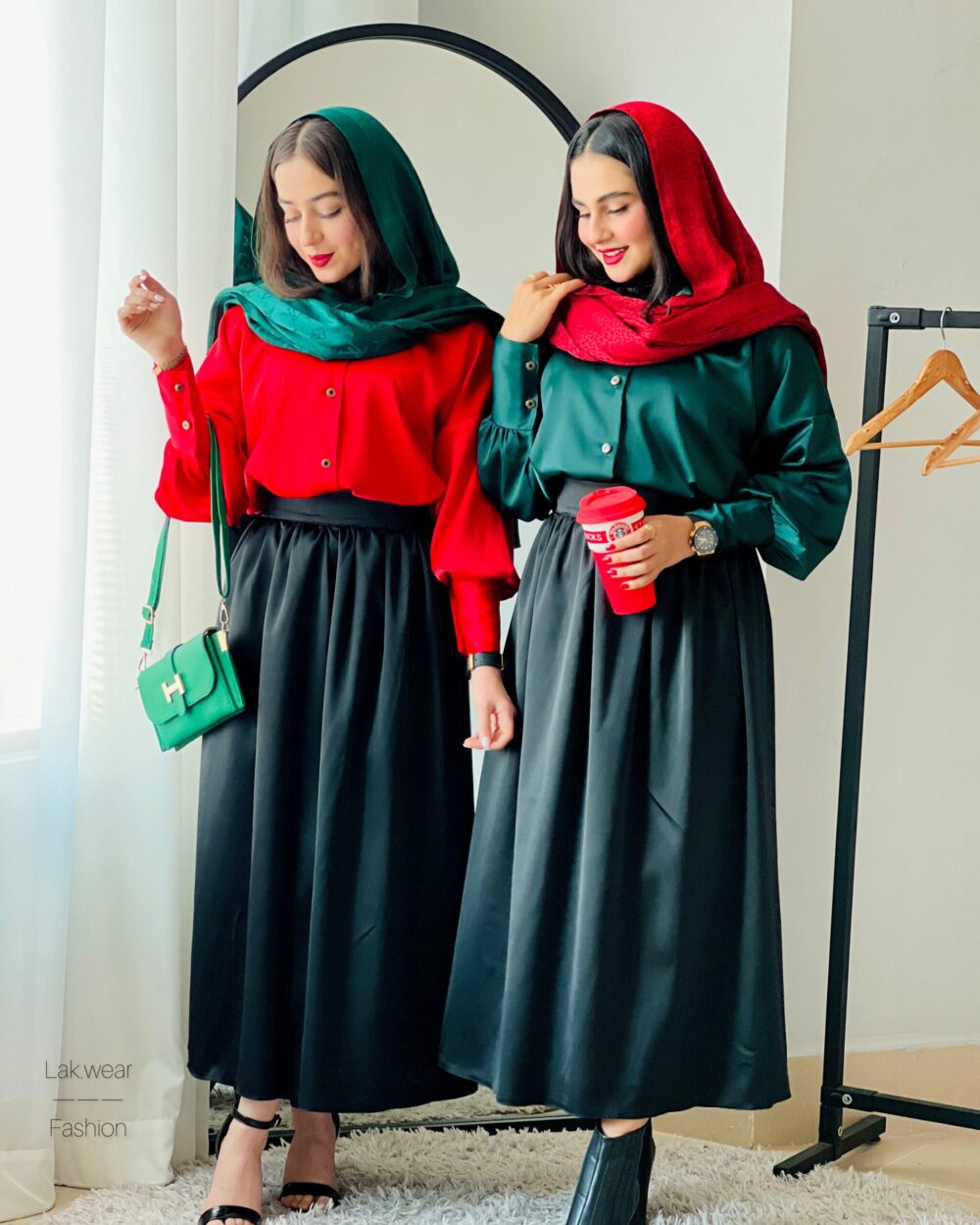 ست شومیز و دامن ساتن یلدایی