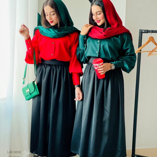 ست شومیز و دامن ساتن یلدایی