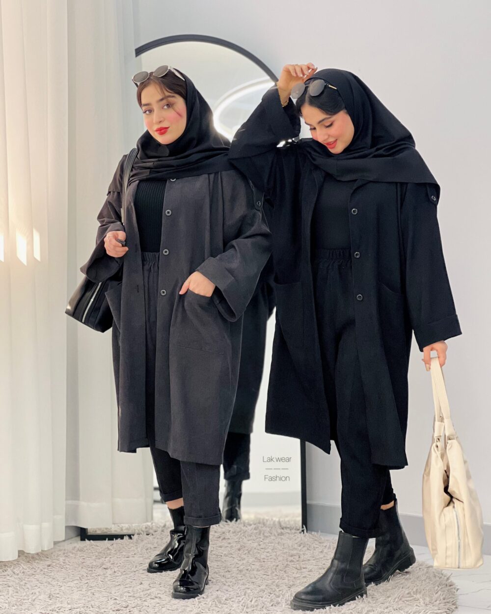 مانتو بلند پاییزه سوئیس🖤🩶 - Image 2
